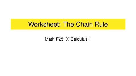 Thumbnail for Worksheet: The Chain Rule