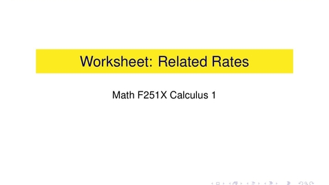 Thumbnail for Worksheet: Related Rates