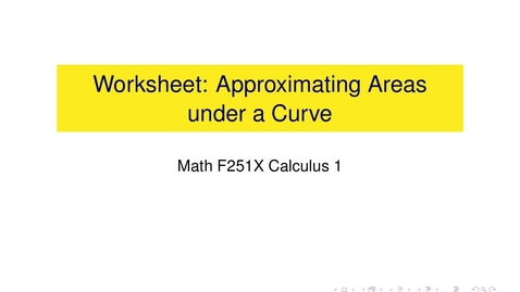 Thumbnail for Worksheet: Approximating Areas under a Curve