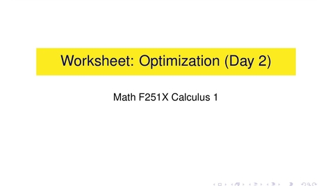 Thumbnail for Worksheet: Optimization (Day 2)