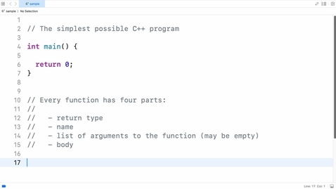 Thumbnail for Simplest C++ program - parts of the function