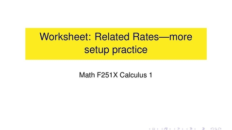 Thumbnail for Worksheet: More Related Rates Setup