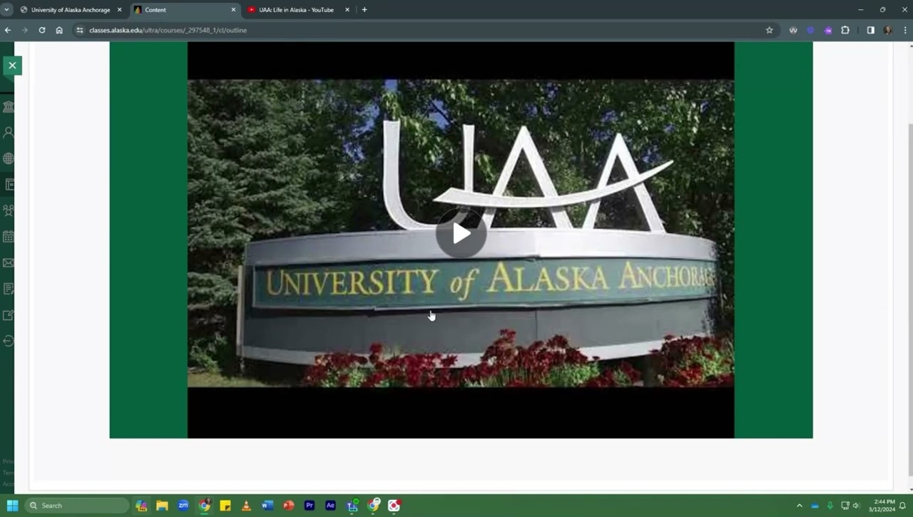 Kaltura at UAA: Adding a YouTube Video with Kaltura (Original Course View)