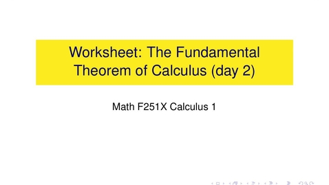 Thumbnail for Worksheet: The Fundamental Theorem of Calculus (day 2)