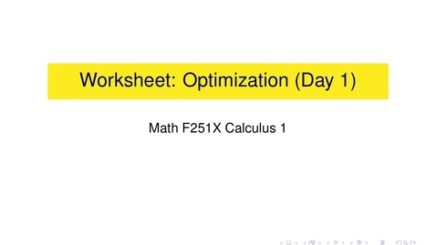 Thumbnail for Worksheet: Optimization (Day 1)
