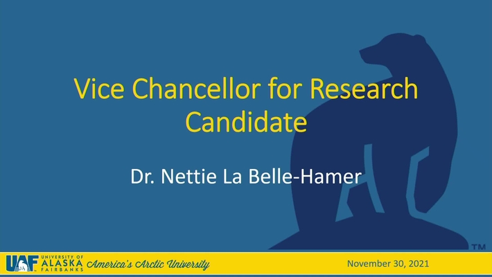 Vice Chancellor for Research Presentations: Nettie La Belle-Hamer final