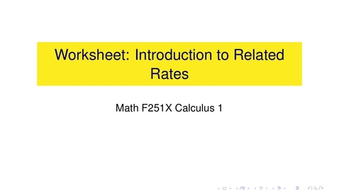 Thumbnail for Worksheet: Introduction to Related Rates