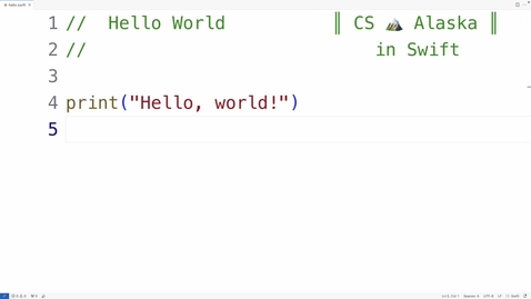 Thumbnail for Hello world in Swift