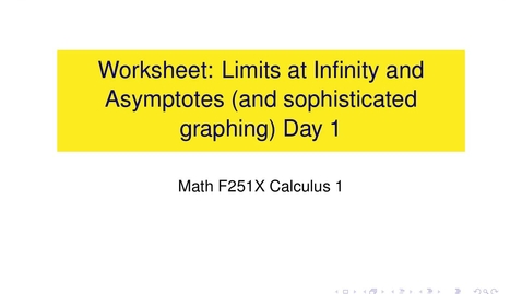 Thumbnail for Worksheet: Limits at Infinity and Horizontal Asymptotes (day 1)