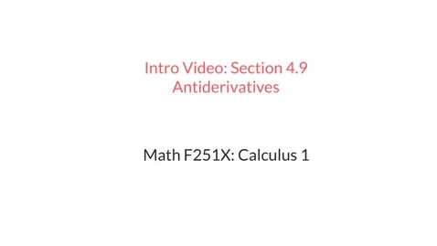 Thumbnail for entry Intro Video: Antiderivatives