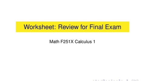 Thumbnail for entry Worksheet: Final Exam Review