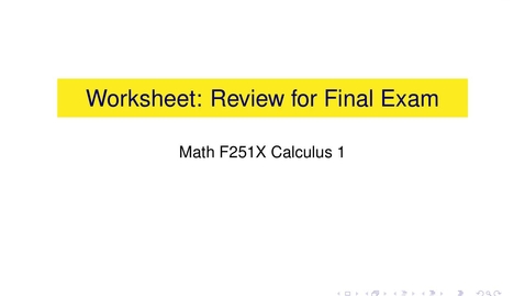 Thumbnail for Worksheet: Final Exam Review