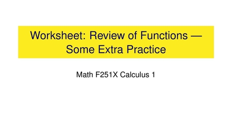 Thumbnail for entry Worksheet: Review Of Functions (Part 2)