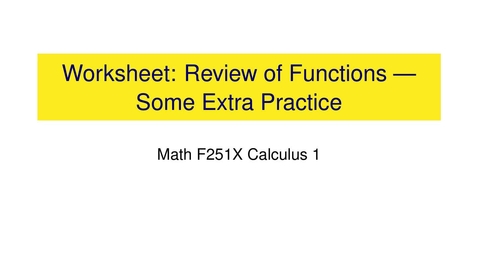 Thumbnail for Worksheet: Review Of Functions (Part 2)
