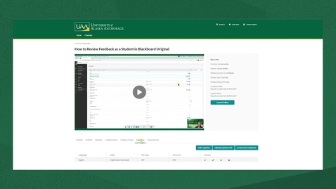 Thumbnail for Kaltura at UAA: Editing Captions on Your Videos in Kaltura MediaSpace