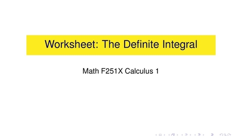 Thumbnail for Worksheet: The Definite Integral