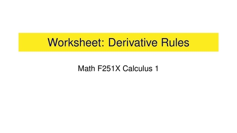 Thumbnail for Worksheet: Derivative Rules