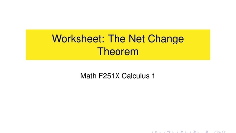 Thumbnail for Worksheet: The Net Change Theorem