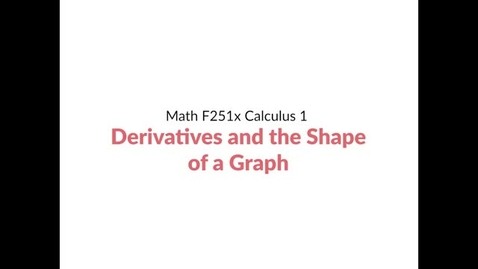 Thumbnail for entry Intro Video: Derivatives and the Shape of a Graph