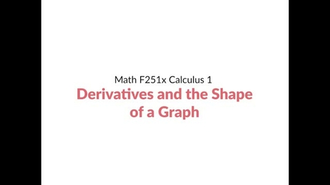 Thumbnail for Intro Video: Derivatives and the Shape of a Graph
