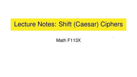 Thumbnail for Cryptography: Shift Ciphers