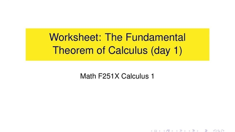 Thumbnail for Worksheet: The Fundamental Theorem of Calculus (day 1)