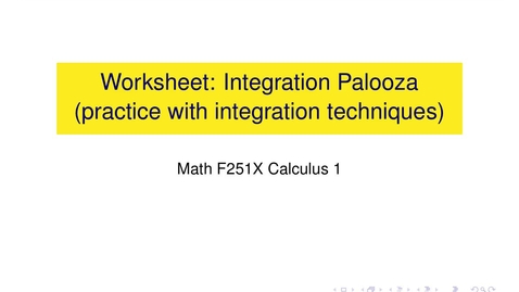 Thumbnail for Worksheet: Integration Palooza
