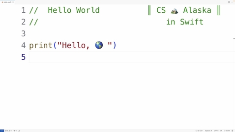 Thumbnail for Hello world with string interpolation