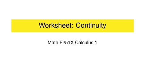 Thumbnail for Worksheet: Continuity