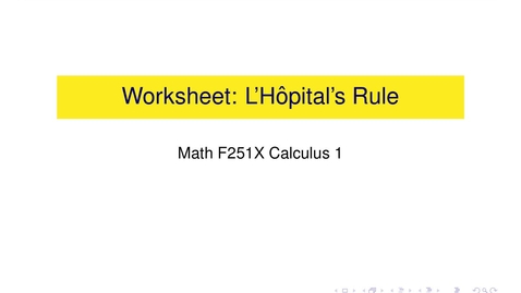 Thumbnail for Worksheet: L'Hôpital's Rule