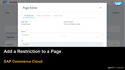 Thumbnail for entry Add a Restriction to a Page -  SAP Commerce Cloud