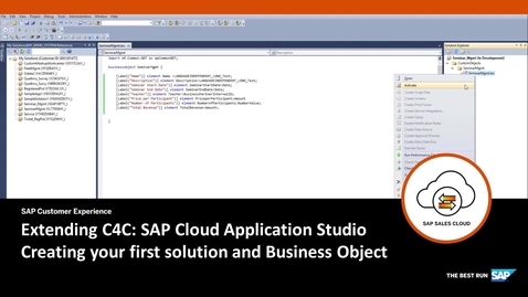 Thumbnail for entry Cloud Application Studio Explained - Extending SAP Cloud for Customer