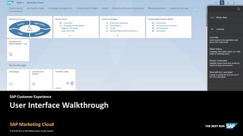 Thumbnail for entry User Interface Walkthrough - SAP Marketing Cloud