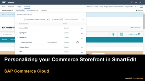 Thumbnail for entry Personalizing Your Commerce Storefront in SmartEdit - SAP Commerce Cloud