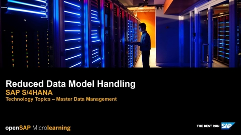 Thumbnail for entry Reduced Data Model Handling - SAP S/4HANA Technology Topics