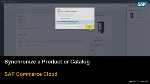 Thumbnail for entry Synchronize a Product or Catalog - SAP Commerce Cloud