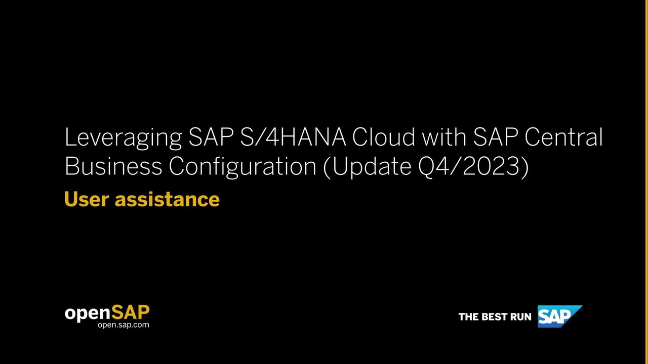 Unit 4 User assistance Leveraging SAP S/4HANA Cloud with SAP