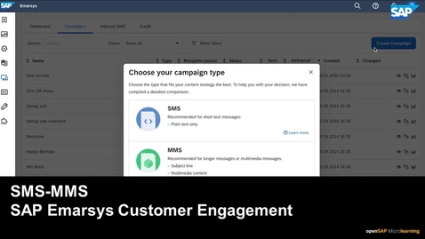 Thumbnail for entry Managing SMS-MMS - SAP Emarsys Customer Engagement