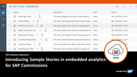 Thumbnail for entry Introducing Sample Stories for embedded analytics in SAP Commissions