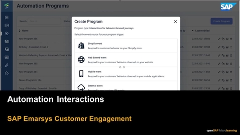 Thumbnail for entry Automation Interactions - SAP Emarsys Customer Engagement