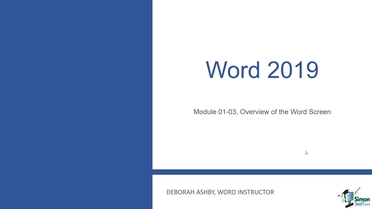 Overview Of The Ms Word Screen Microsoft Word 2019 Video