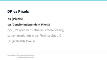 what is dp device independent pixels and how it is different from px android app ui design with adobe xd and google material design video
