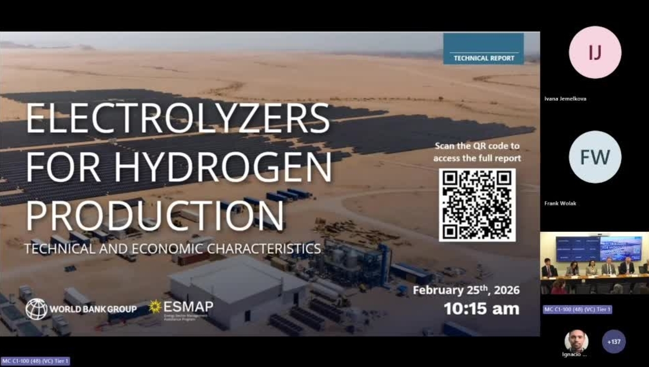 ESMAP Report Launch: Electrolyzers for Hydrogen Production: Technical and Economic Characteristics