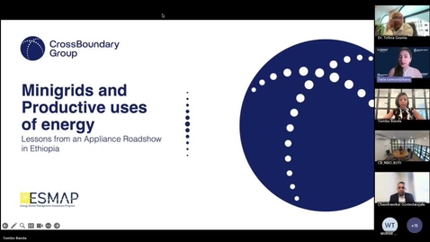 Thumbnail for ESMAP Webinar: Mini Grids and Productive Uses of Energy: Lessons from an Appliance Roadshow in Ethiopia