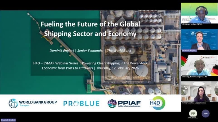 ESMAP Webinar: Powering Clean Shipping In the Power-to -X Economy: From ports to Off-takers