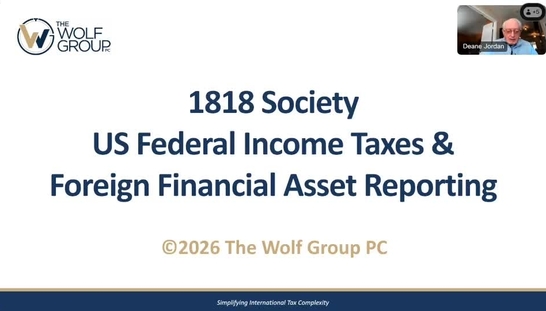 1818 Society Webinar on US Federal Income Taxes