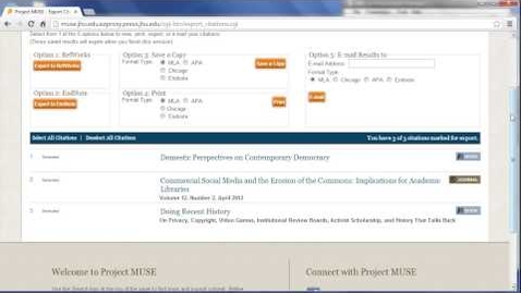 Thumbnail for Project MUSE - Working with your Citations