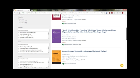 Thumbnail for entry Project Muse - How to do a search