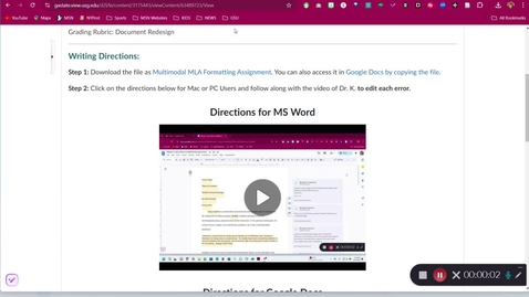 Thumbnail for Multimodal MLA Formatting: MS Word Version