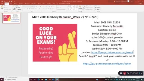 Thumbnail for Math 2008 Kimberly Bennekin_Week 7 (7/19-7/23)